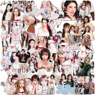 65入 Hearts2Hearts RUDE! 單人防水裝飾貼紙，高畫質 DIY 手帳貼紙，K-Pop 女團應援周邊，適合 Choi Ji-Woo、Kim Joo-Eun、Yoo Ha-Ran 及多款單人造型，高畫質印刷，PVC 防水材質，不留殘膠，適用於筆記本、手機殼、行李箱、水壺、手帳裝飾，生日、節日、情人節、畢業禮物，粉絲收藏必備，2026 新款
