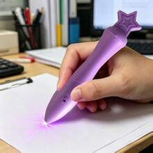 GlowBabies 魔法玩具夜光绘画拼图，带紫外线灯，DIY 夜光涂鸦填充动物，可重复使用绘画软体生日礼物 - 彩色 - 查看 9