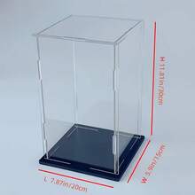 1 pieza Caja de exhibición de acrílico transparente, disponible en múltiples tamaños, caja de exhibición a prueba de polvo de plástico con base negra, adecuada para modelos de autos, figuras de acción, coleccionables, estatuas y exhibición - Caja expositora negra - Ver 17