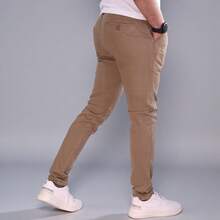 Stretch Gabardine Skinny Pants For Men John Silver - 卡其色 - 查看 3