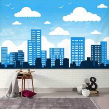 Backdrop Banner, Fresh City Skyline Theme Pattern Background Cloth, For Photo Party Supplies, Photo Booth Poster, Urban Theme Gathering, Modern Style Event, Durable For Indoor Outdoor Decor - 27 - View 5