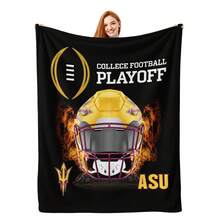 Football Helmet Blanket College Playoff Style Soft Lightweight Plush Throw Cozy Warm Sofa Bed Decoration Blanket Perfect For Couch Bed Chair Ideal Gift For Adults(BLNGT224-129) - Kiểu 01 - Xem 2