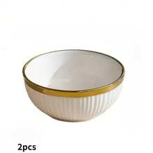 YOLIFE 2/3/4/5/6pcs 4.5in Ceramic Bowl Set, Elegant Luxury Gold Rim Design, Kitchen Accessories, Pasta Bowl, Rice Bowl, Breakfast Bowl, Suitable For Serving Hot Noodles, Rice, Great For Home, Restaurant, Party Use, Ideal Mother's Day Gift - Multicolor - View 12