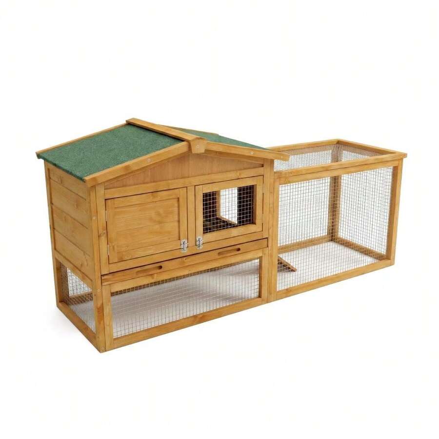 2-Story Wooden Rabbit Hutch & , Wooden Hen House With Nesting Box – 6 Ventilation Doors, Removable Tray & Ramp, Outdoor Poultry Cage For 4-6 Chickens - Wood color - 查看 1
