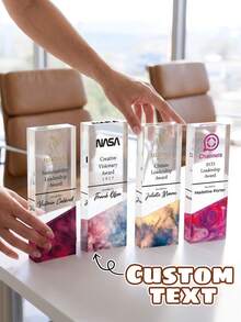 1pc Personalized Acrylic Award Plaque, Custom Engraved Company Award For Employee Recognition, Employee Of The Month, Leadership And Retirement Gift, Custom Logo Desktop Display For Business Excellence, 15 Colors Available - Multicolor - View 3