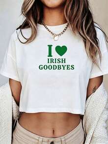 St. Patrick's Day Baby T-Shirt Irish Farewell, Fun St. Patrick's Day Crop Top,  I'm Irish, Borg Drinking. - trắng - Xem 1