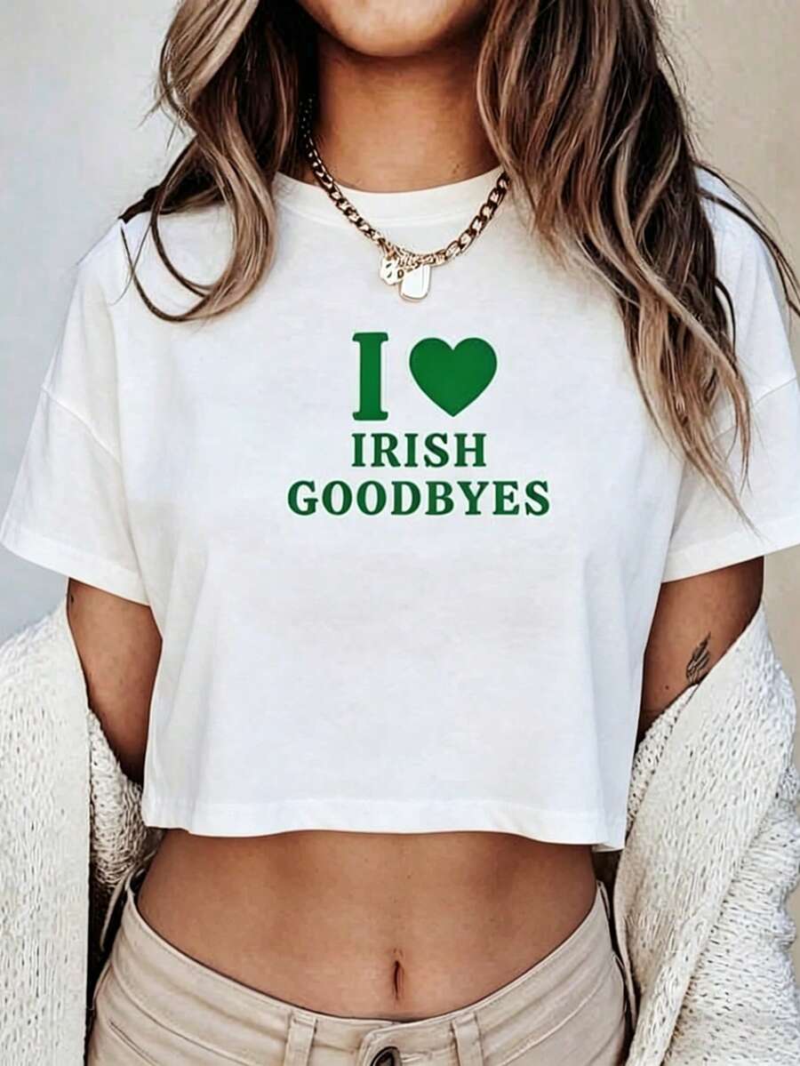 St. Patrick's Day Baby T-Shirt Irish Farewell, Fun St. Patrick's Day Crop Top, I'm Irish, Borg Drinking. - trắng - Xem 1