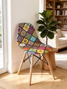 1 chiếc vỏ bọc ghế cong bằng lụa sữa co giãn, in kỹ thuật số, họa tiết hình học hiện đại, có thể tháo rời và giặt được, phù hợp cho mọi mùa. - Nhiều màu - Xem 5