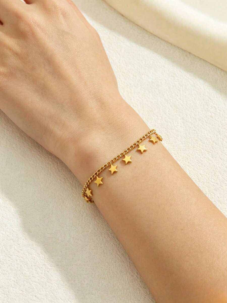 1 chiếc vòng tay tua rua mặt dây chuyền hình ngôi sao năm cánh tối giản, đa năng, thời trang dành cho nữ, phù hợp để đeo hàng ngày. - Nhiều màu - Xem 1