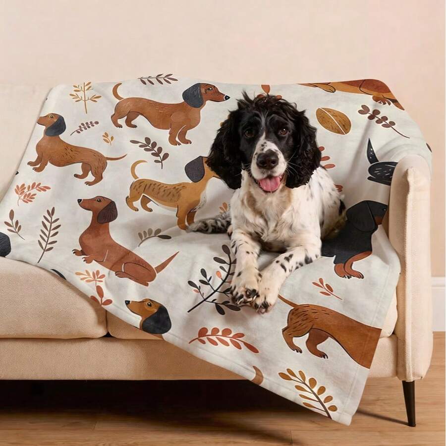 1 chiếc chăn cho thú cưng bằng vải flannel in hình chó Dachshund, mềm mại, ấm áp, dễ chịu, có thể giặt được, dùng cho giường ngủ trên ghế sofa, giường trong nhà hàng ngày. - 130*150cm - Xem 1