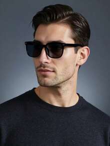 1 chiếc kính thời trang unisex kiểu Y2K, gọng vuông, thích hợp cho mùa hè, đi biển, chụp ảnh cá nhân hóa, dùng hàng ngày. - màu đen - Xem 6