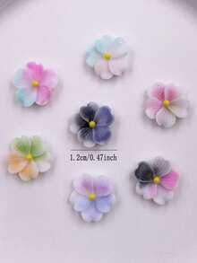 30颗混合色12mm树脂渐变色平底花朵水钻，适用于剪贴簿、婚礼服装艺术贴花、DIY珠宝工艺配件 - 彩色 - 查看 4