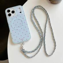 1pc New Mobile Phone With Long Chain, Small Fragrance Style, Crossbody, Leather Chain, Metal Phone Case, Shoulder Strap, Hanging Rope, Anti Loss, Lightweight Hanging Chain - Multicolor - View 2