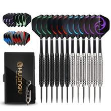 HUANQU 12pcs Professional Darts Set, 20g Hard Darts, Iron Material, Competitive Darts Needle, Cool Spiral Dart Fins, Stable Flight Trajectory, Durable, Full Replacement Parts + Portable Storage Case, Suitable For Beginners Practice And Professional Competitions, Great Gift Choice - Multicolor - View 1