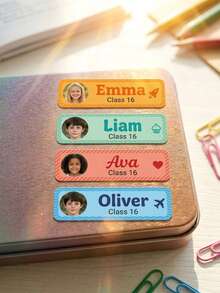 30pcs/60pcs/120pcs Customized Photo And Text Name Labels, Personalized Water Bottle Stickers, Custom Name Labels, Cute Theme Daycare Labels, Colorful Theme Design, For Parents And Teachers - Model 4 - View 8