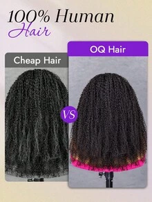 OQ Tóc giả nửa đầu 3 trong 1, tóc xoăn kiểu châu Phi, co giãn, dễ đội, có dây rút, đường chân tóc tự nhiên, thân thiện với người mới bắt đầu, tóc giả lật ngược liền mạch, màu tự nhiên, chất lượng cao, mật độ 180%, kiểu tóc bob 14-16 inch, tóc dài 18-28 inch, không cần keo, không có ren, tóc giả nửa đầu - SNatural - Xem 10