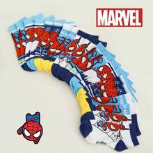Marvel 1/5/10双装蜘蛛侠漫威儿童袜子，复仇者联盟超级英雄卡通袜子，幼儿袜子，男童短袜，透气柔软舒适休闲蜘蛛图案袜子，适合返校、派对、假期、日常穿着 - 彩色 - 查看 16