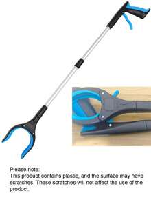 1pc 3-Fold Blue Extra Long Magnetic Tip Multipurpose Trash Picker Tongs Broom Clamp, Flexible Angled Grab For Bedroom, Kitchen, Balcony And Floor Cleaning - Multicolor - View 6