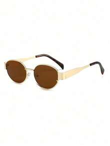 1/2 Pair Metal Frame Oval Retro Fashion Glasses, Stylish Design Suitable For Women's Daily Wear, Travel, Beach, Campus - Multicolor - View 8