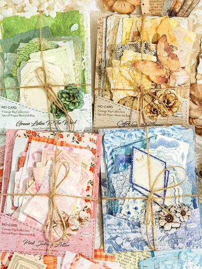 1 Set de Materiales Surtidos, Serie de Papelería Vintage, Paquete de Papel Decorativo Retro para Scrapbooking DIY