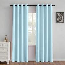 1 Piece Thermal Blackout Curtain 135x225 Cm, Total Light And UV Ray Blocking, Noise And Temperature Insulation, Ideal For Bedroom, Living Room Or TV Room - 天藍色 - 查看 1