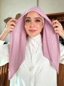 1pc Instant Triangle Hijab, All-In-One Tie-Up Design, Quick Wrap Without Slipping, No Undercap Needed, Suitable For Daily Wear, Prayer, And Outings - Multicolor - View 5