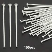 100个20mm/24mm/30mm/40mm/50mm混合尺寸平底别针，适用于DIY手链、串珠、耳钩、珠宝连接器、珠宝制作配件、耳环配件 - 平底針 - 查看 8