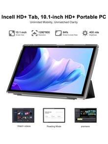 Coopers 10.1英寸安卓平板电脑（带保护套），RK3562四核处理器，8GB（3+5）内存，32GB存储，10.1英寸平板电脑，FHD IPS触摸屏，2MP前置摄像头，5MP后置摄像头，Type-C接口，平板电脑重力感应器，6000mAh大容量电池（不含充电器） - 灰色 - 查看 3