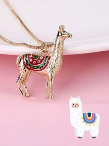 1pc Girls' Zinc Alloy Cubic Horse Pendant Necklace, Suitable For Daily Wear - Multicolor - View 5