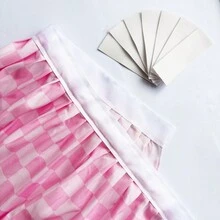 格子褶皱桌裙,72.8 英寸(185 厘米)X29.9 英寸(76 厘米),柔软的格子褶皱桌布,以及优雅的派对装饰,适合新娘送礼会、婴儿送礼会和生日庆祝活动等场合。 - 粉色 - 查看 7