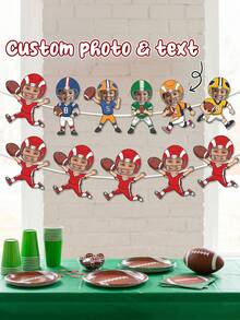 7/14/21pc Banner trang trí tiệc cầu thủ bóng đá tùy chỉnh ảnh và chữ, Dây trang trí hình mặt cầu thủ bóng đá trẻ em cá nhân hóa, Dây cờ trang trí tiệc theo chủ đề đội bóng tùy chỉnh, Trang trí sinh nhật bóng đá, Trang trí tiệc độc đáo/ngày thi đấu, Dành cho các bữa tiệc theo chủ đề người hâm mộ bóng đá trẻ em, Phông nền sinh nhật theo chủ đề bóng đá, Banner trang trí tiệc đội bóng đá tùy chỉnh ảnh. - Nhiều màu - Xem 2