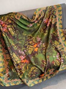 1pc Bandana Style Floral Print Faux Silk Scarf, Neck Wrap, Professional Neckerchief, Headscarf - Multicolor - View 2