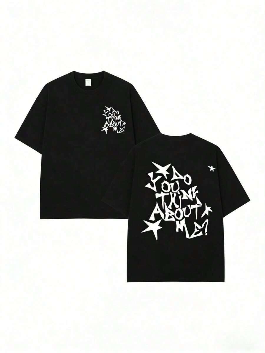 NSQK AOOU TNK Retro Short-Sleeve T-Shirt: Loose-Fitting T-Shirt With A Retro Street Style Print, Short Sleeves, Crew Neck, Machine Washable, Casual Hip-Hop Top, Suitable For Year-Round Wear, Machine Washable Japanese Shadow Hedgehog Print, Standard Size, Ready To Wear, Casual And Stylish Crew Neck T-Shirt, A Great Gift For Friends. 100% Cotton - 黑色 - 查看 1
