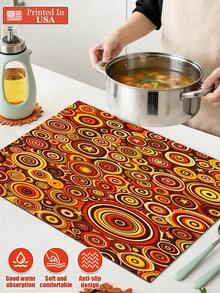 Retro Brown Swirl Print Non-Slip Absorbent Kitchen Mat - Heat-Resistant Countertop Protector, 2D Flat Drying Mat, USA Local Printed Kitchen Utensil Drainage Pad, Home Decor Coffee Bar Station Kitchen Essentials Laundry Room Accessories Dish Drying Mat,Warm Tone  Swirl Non-Slip Absorbent Kitchen Mat - Heat-Resistant Countertop Protector, Soft Comfortable Dish Drying Mat, 2D Flat Draining Mat, Printed Kitchen Decor Coffee Mat, Home Décor Laundry Room Accessories Household Kitchen Supplies,Soft Anti-Slip Boho Swirl Kitchen Drying Mat - Heat-Resistant Countertop Protector, 2D Flat Absorbent Draining Pad, USA Printed Kitchen Utensil Mat, Home Decor Coffee Mat Kitchen Essentials Laundry Room Accessories For Daily Use,Mother Gifts,Father Gifts,Graduation Gifts - 多色10 - 查看 1