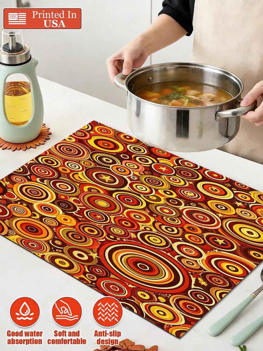 Retro Brown Swirl Print Non-Slip Absorbent Kitchen Mat - Heat-Resistant Countertop Protector, 2D Flat Drying Mat, USA Local Printed Kitchen Utensil Drainage Pad, Home Decor Coffee Bar Station Kitchen Essentials Laundry Room Accessories Dish Drying Mat,Warm Tone Swirl Non-Slip Absorbent Kitchen Mat - Heat-Resistant Countertop Protector, Soft Comfortable Dish Drying Mat, 2D Flat Draining Mat, Printed Kitchen Decor Coffee Mat, Home Décor Laundry Room Accessories Household Kitchen Supplies,Soft Anti-Slip Boho Swirl Kitchen Drying Mat - Heat-Resistant Countertop Protector, 2D Flat Absorbent Draining Pad, USA Printed Kitchen Utensil Mat, Home Decor Coffee Mat Kitchen Essentials Laundry Room Accessories For Daily Use,Mother Gifts,Father Gifts,Graduation Gifts - 多色10 - 查看 1