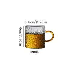 6/2/1pc Gold Handle Glass Espresso Cup - 120ML Capacity/Hammered Texture, Mini Tea Cup And Coffee Cup, Suitable For Home And Restaurant Use, Holiday Gift For Friends And Family - Multicolor - View 6