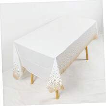 8/6/4/2 Pack Apricot Base Rose Gold & Silver Dot Disposable Plastic Tablecloth 54"X108", Waterproof Rectangular Table Cover For Wedding & Party - Apricot Base With Gold Dots - View 2