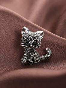 Ghim cài áo hình mèo bằng bạc và pha lê đen cổ điển, ghim cài cổ áo hình động vật dễ thương đính đá, phụ kiện thanh lịch cho áo len, áo khoác hoặc khăn quàng cổ dành cho nữ, quà tặng Ngày của Mẹ, sinh nhật cho phái nữ. - Nhiều màu - Xem 7