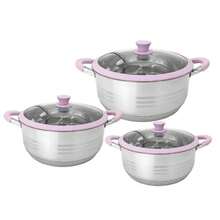 Budineras con asas de silicona color rosa / cacerolas  de Cocina 6 piezas de acero inoxidable de alta calidad resistente, compatible con cualquier fuente de calor incluyendo inducción. - Ver 1