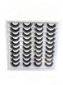 20 Pairs Criss-Cross False Eyelashes, Suitable For Daily Wear - Black - View 9
