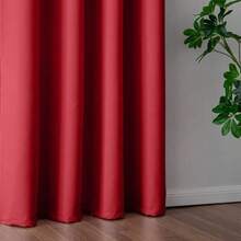 1 Piece Thermal Blackout Curtain 135x225 Cm, Total Light And UV Ray Blocking, Noise And Temperature Insulation, Ideal For Bedroom, Living Room Or TV Room - 酒紅色 - 查看 3