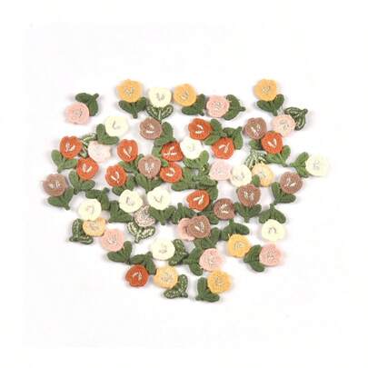 30 miếng vải trang trí hình hoa nhỏ nhiều màu sắc, kích thước 3.1*2cm, không có keo dán, dùng để may vá trang trí lên quần áo, mũ, khăn quàng cổ và các phụ kiện khác.