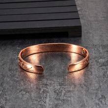 Pure Copper Bracelets For Women Adjustable Cuff Flower Magnetic Arthritis Pain Relief Benefit Health Energy Bangles Female - Copper - View 6