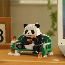 Cute Panda Swing Building Blocks, Micro Particle Assembly Toy, Healing Desktop Decor Gift, National Treasure Panda Rocking Horse Building Block Model - Multicolor - View 6