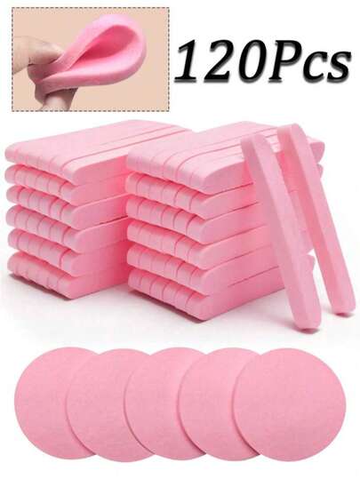 120pcs Compressed Facial Cleansing Sponges, Face Cleaning Sponges Suitable For Beauticians, Compressed Makeup Sponges, Round Face Washing Sponges, Compressed Exfoliating Makeup Remover Sponges (Pink), Valentine's Day Gift, Christmas Gift