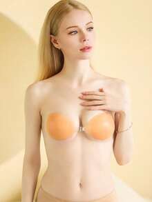 1 Set Silicone Sticky Bra + Nipple Covers, Invisible Straps Lift Up Design, Self-Adhesive Strapless Style, Suitable For Wedding Dress, Formal Gown, Off-Shoulder, Backless, Spaghetti Strap, Bodycon Dress, Sheer Top, Spaghetti Strap, Bridal Shower, Travel - 1 Bra + 2 Nipple Covers - View 5