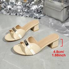 Giày sandal đế dày cao gót màu trắng dập vân cá sấu thanh lịch, khóa kim loại, đa năng, thích hợp cho hoạt động ngoài trời. - Màu be - Xem 2