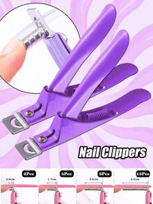 Purple Adjustable Nail Clipper With Magnet And Size Adjuster, Stainless Steel False Nail Tip Trimmer For Acrylic Nails, Manicure And Pedicure Sharp Blade Tool, 15 Magnets, Salon And Home Nail Care Supplies, Nail Art Tool - Mauve Purple - View 3