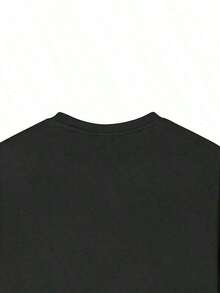 Women's Short-Sleeved T-Shirt, Casual Style, Round Neck - Printed Design, Soft And Comfortable Fabric, Machine Washable, Pink Summer Top - Urban Casual Style Cotton Cropped T-Shirt. - 黑色 - 查看 7