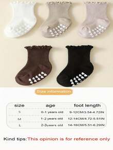 5 Pairs/1 Pair Baby Socks With Anti-Slip Silicone Dots, Loose Cuff Non-Tight Princess Ruffle Socks, Multi-Color Options For Baby Girls 0-5 Years Old - Multicolor - View 6